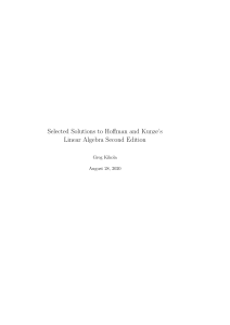 Hoffman Kunze Linear Algebra Solutions