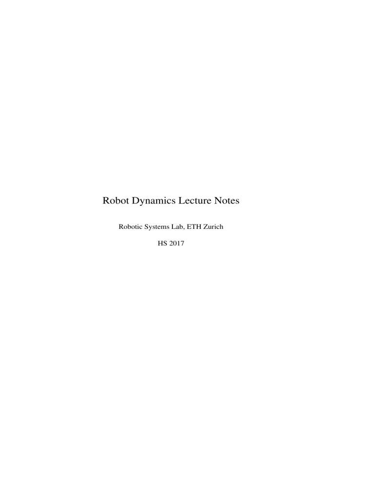 Science Notes Robotics Robot Dynamics Lecture Notes ETH Zurich
