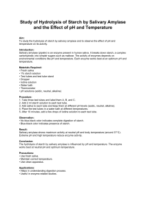 Starch Hydrolysis by Salivary Amylase Lab Report
