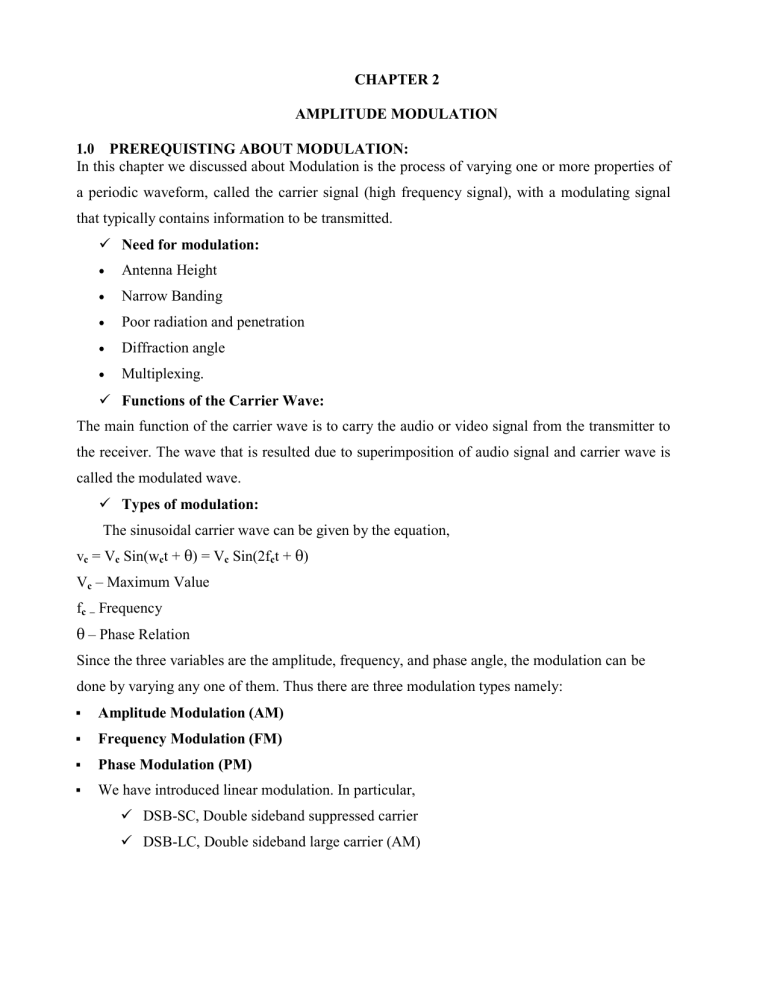 Amplitude Modulation Lecture Notes