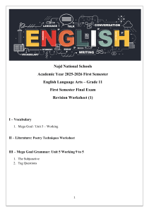 Grade 11 English Final Exam Revision Worksheet