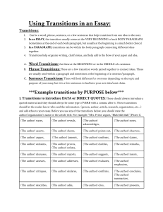 Using Transitions in Essay Writing Guide