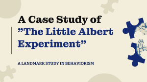 The Little Albert Experiment: Landmark Study in Behaviorism