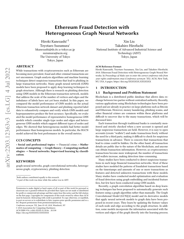 Ethereum Fraud Detection with Graph Neural Networks