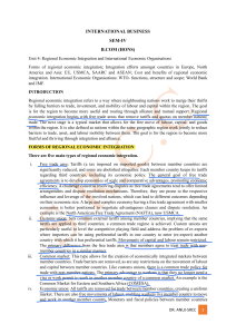 Regional Economic Integration & International Organisations