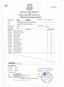 JKUAT Electrical Engineering Academic Transcript Sample