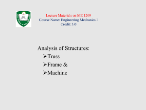 Engineering Mechanics I: Structural Analysis Lecture