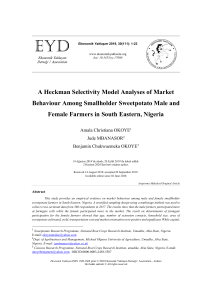 Nigerian Sweetpotato Farmers' Market Behavior
