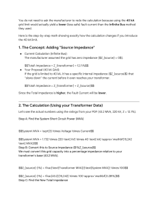 Transformer Sizing and Short Circuit withstand Guide