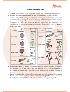 Genetics Summary Notes: Key Concepts & Mendel's Laws