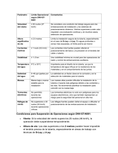 L&iacute;mites Operativos para Instalaci&oacute;n de Tuber&iacute;as Submarinas