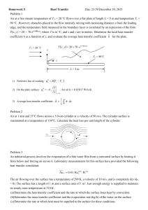 Heat Transfer Homework: Convection Coefficients Problems