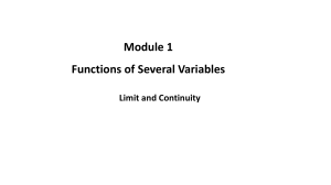 Functions of Several Variables: Limits & Continuity Module