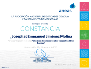 Constancia de Dise&ntilde;o de Sistemas de Bombeo ANEAS
