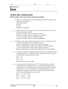 Heat and Energy Transfer Physics Quiz