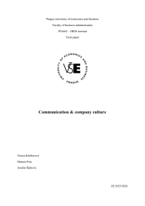 HRM Term Paper: Communication & Company Culture Analysis