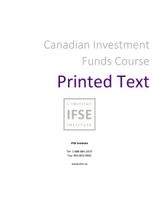 Canadian Investment Funds Course - IFSE Institute 2022