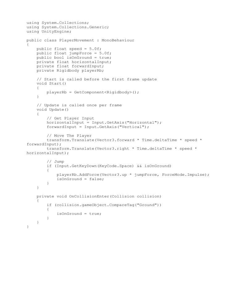 Unity Player Movement C# Script Tutorial