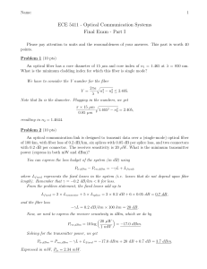 Optical Communication Systems Final Exam