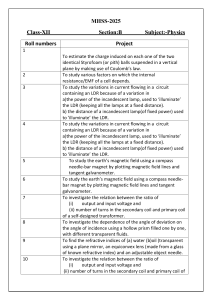 Class 12 Physics Projects List - 53 Experiments