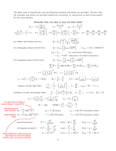 Fluid Mechanics & Hydraulics Engineering Formulae Sheet