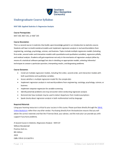 MAT 300 Applied Statistics Regression Syllabus