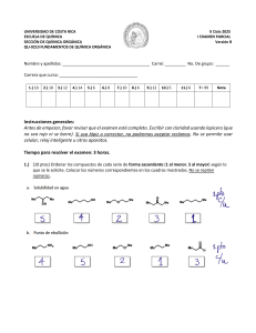 Examen Parcial de Qu&iacute;mica Org&aacute;nica UCR