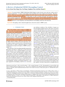 Industrial MIMO Decoupling Control Review