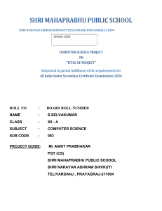 CBSE Class 12 Computer Science Project Report