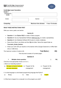 Grade 7 Cambridge Computing Exam Paper