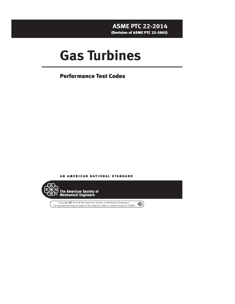 ASME PTC 22-2014 Gas Turbine Performance Test Code