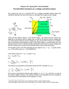 FET as a Voltage Controlled Resistor: Physics 120