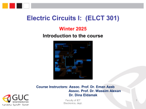 Electric Circuits I Course Syllabus - ELCT 301