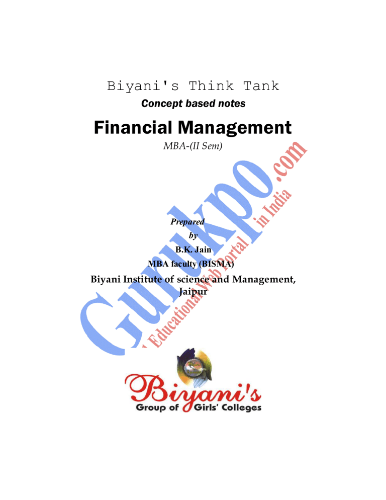 Financial Management MBA Textbook II Sem