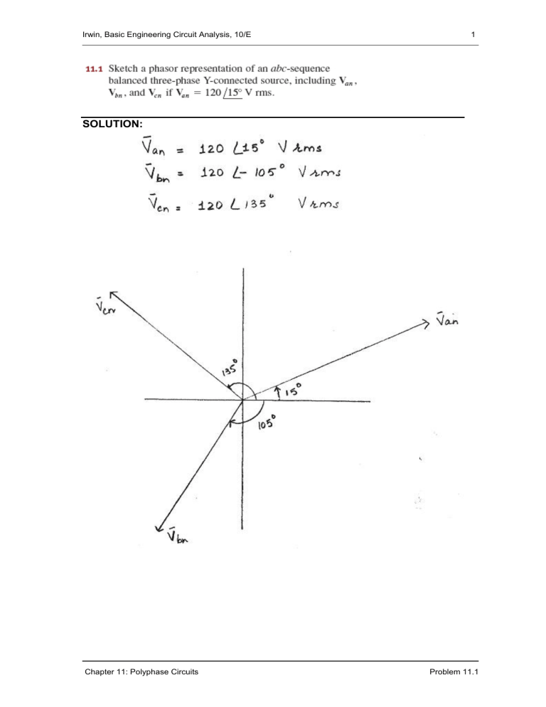 Irwin Circuit Analysis 10E: Polyphase Circuits Solutions