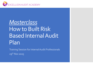 Risk-Based Internal Audit Plan Masterclass