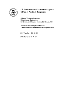 SOP: Weigh Balance Calibration | EPA