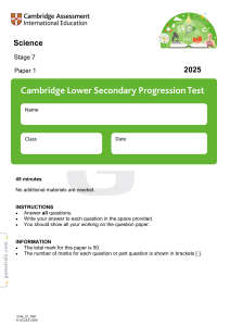 Stage 7 Science Exam Paper 2025 Cambridge