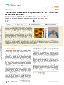 Low-Temperature TiN Plasmonic Metamaterial Arrays