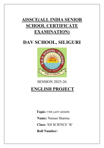 AISSCE English Project: The Last Lesson