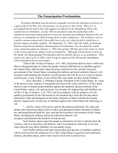 The Emancipation Proclamation: History and Impact