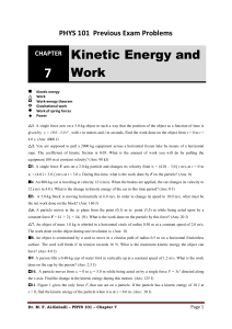 PHYS 101 Exam: Kinetic Energy and Work