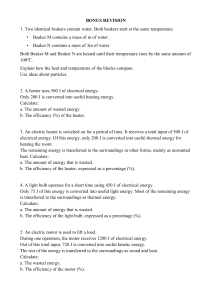 Physics Energy & Efficiency Problems Worksheet