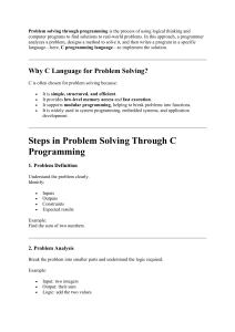 C Programming for Problem Solving: A Tutorial