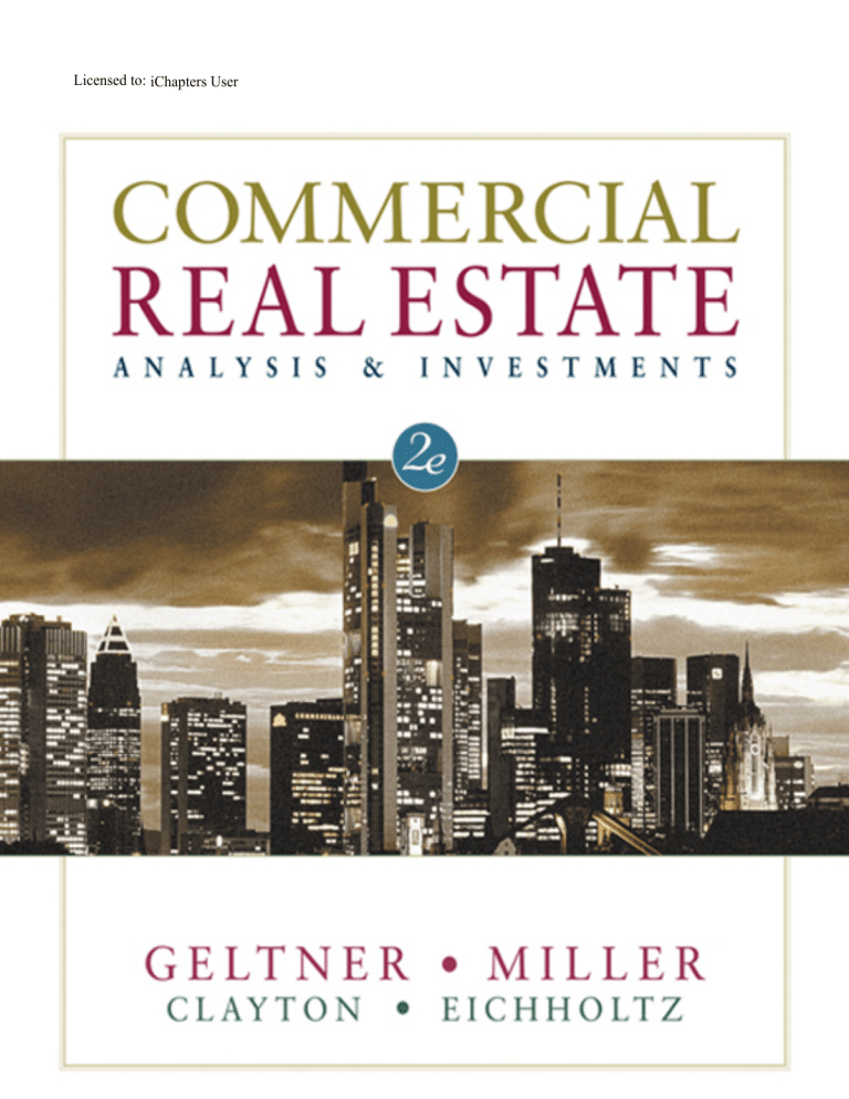 Commercial Real Estate Analysis & Investments Textbook