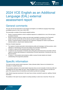 2024 VCE EAL Assessment Report