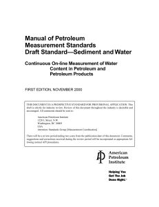 API Standard: On-line Water Measurement in Petroleum