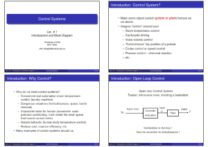 Control Systems Lecture 1: Intro to Block Diagrams