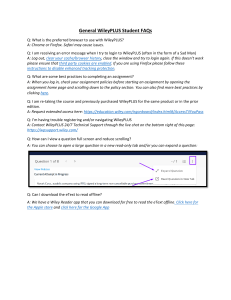 WileyPLUS Student FAQs & Troubleshooting Guide