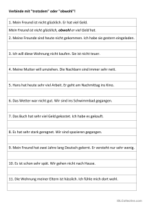 &Uuml;bungsblatt: obwohl & trotzdem Konjunktionen